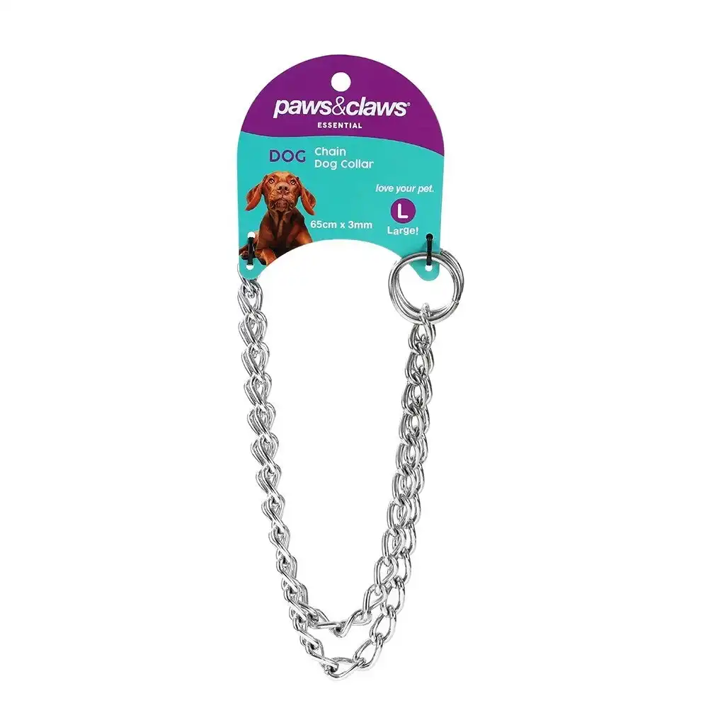 Paws & Claws 65cm x 3mm Chain Pet Dog Neck Traning Collar Choker For Large Dogs