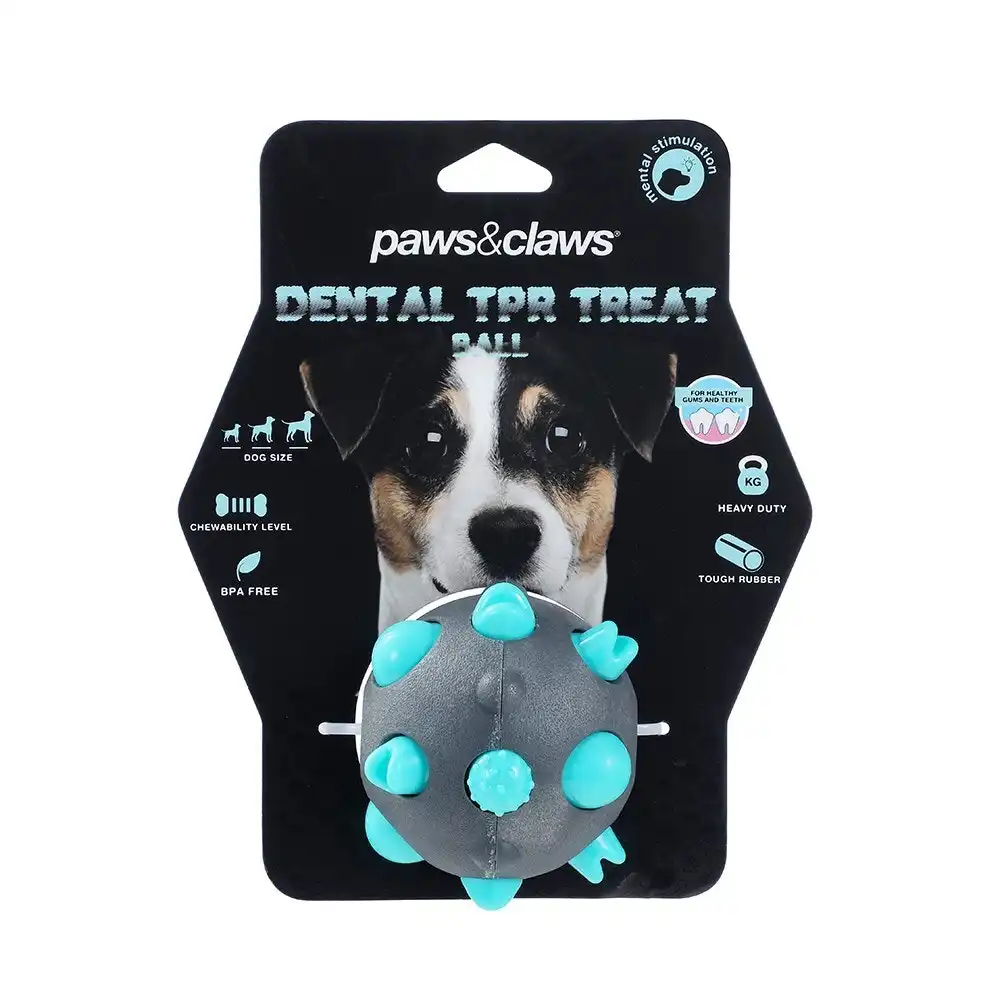 Paws & Claws Dog/Pet 8cm Rubber Treat Ball Puppy Interactive Dental Chew Toy