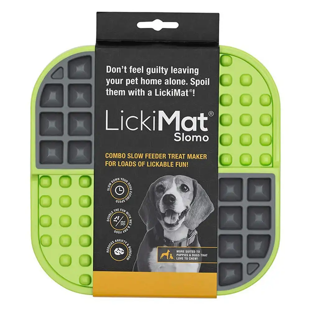 Lickimat Pet Dog/Cat Slomo 20cm Licking Mat Slow Feeder Food Feeding Pad Green