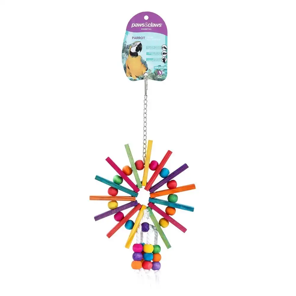 Paws & Claws Parrot/Birds Hanging 29cm Ferris Wheel Wooden Interactive Toy Large