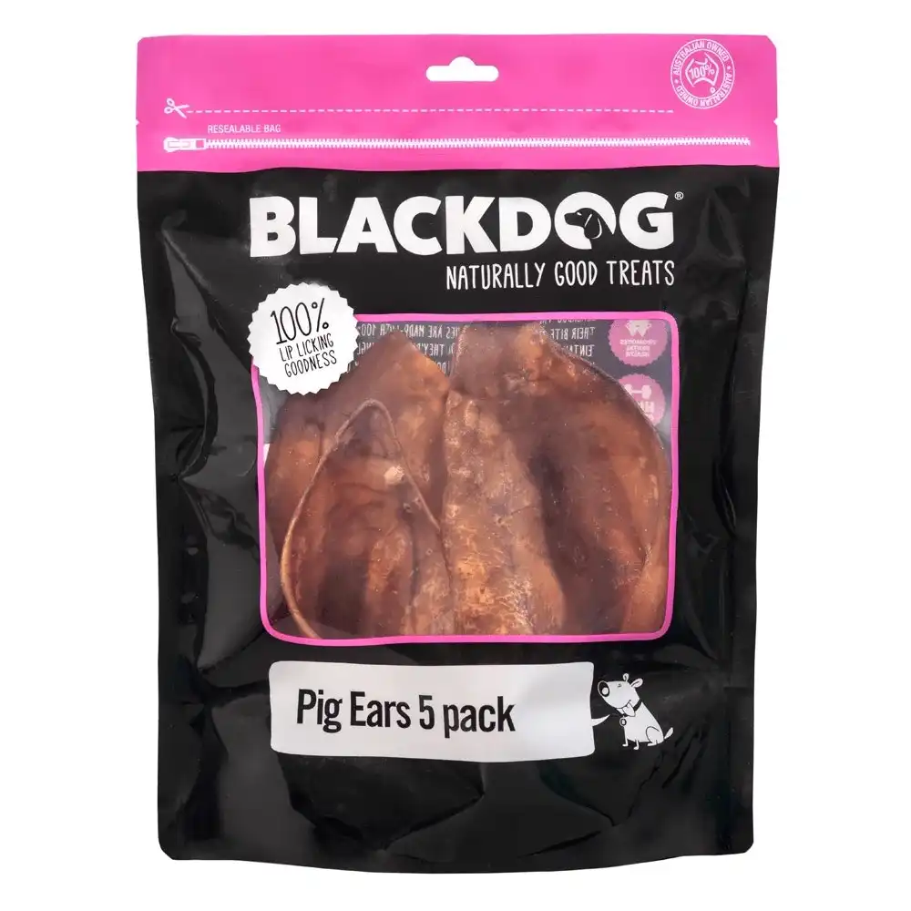5pc Blackdog Naturally Good Dog/Pet Pigs Ears Healthy Food Treats/Snacks/Rewards