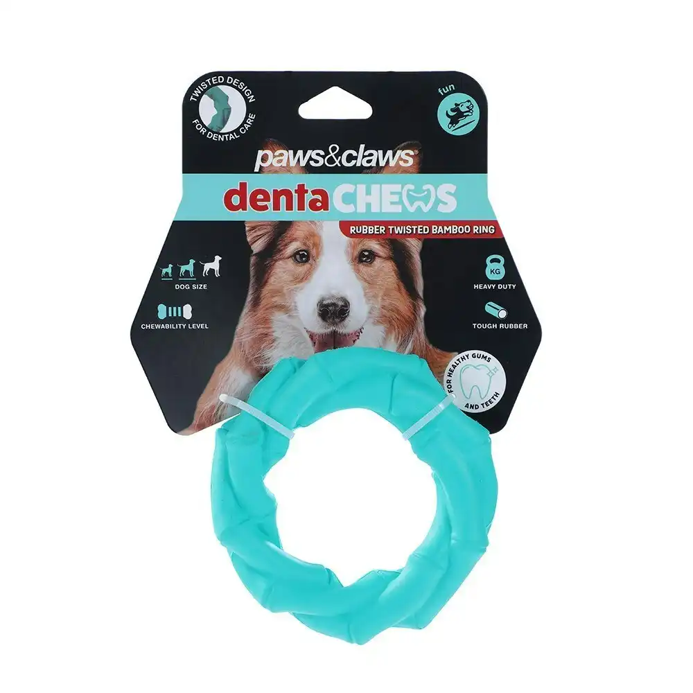 2x Paws And Claws 11x11x3.2cm Denta Chews Twisted Bamboo Ring Dog/Pet Toy Assort