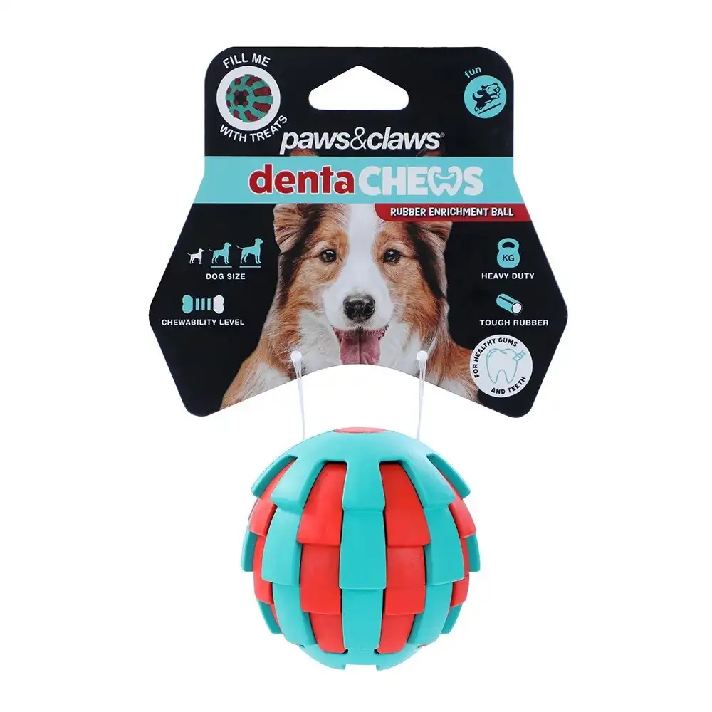 Paws And Claws 6.7cm Denta Chews Rubber Enrichment Ball Dog/Pet Interactive Toy