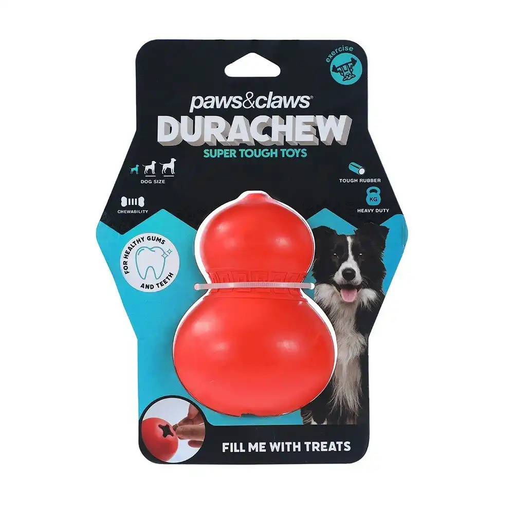 2x Paws And Claws 11x8.2x8.2cm Dura Chew Rubber Gourd Dog/Pet Playing Toy Assort