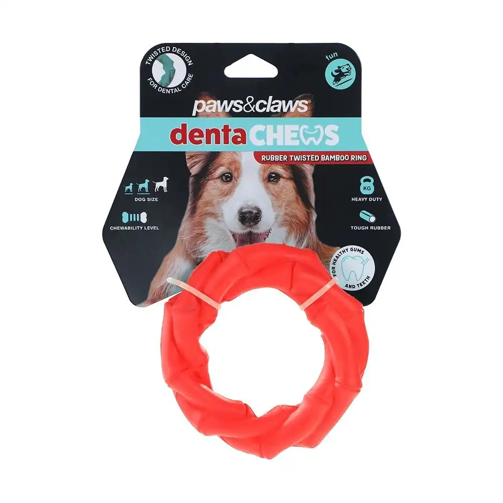 Paws And Claws 11x11x3.2cm Denta Chews Twisted Bamboo Ring Dog/Pet Toy Assorted
