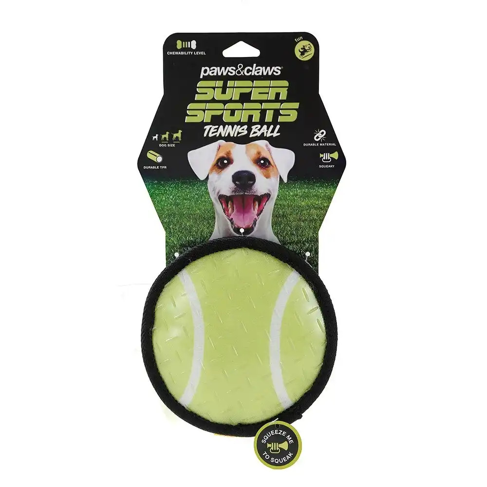 Paws & Claws 15cm Super Sports TPR Covered Oxford Tennis Ball Pet Toy w/Squeaker