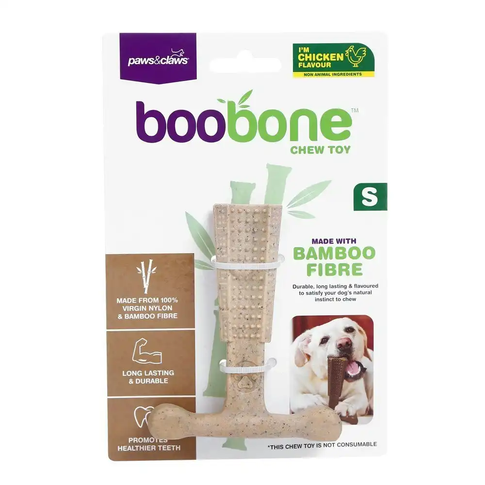 5x Paws & Claws BooBone 10cm Bamboo Fibre T-Bone Dog Chew Treat/Toy Asst Flav
