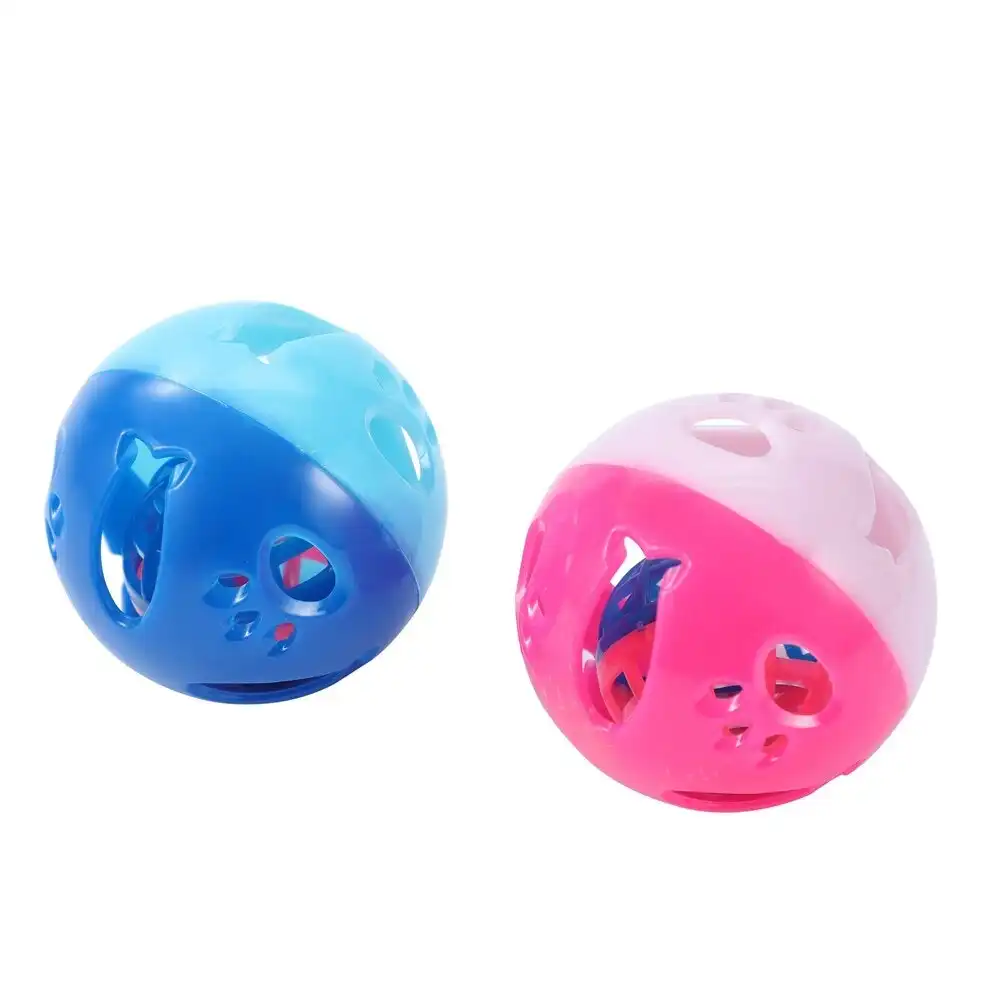 2PK Paws & Claws 6cm Catnip Jingle Ball Pet Cat/Kitten Interactive Fun Ball Toy