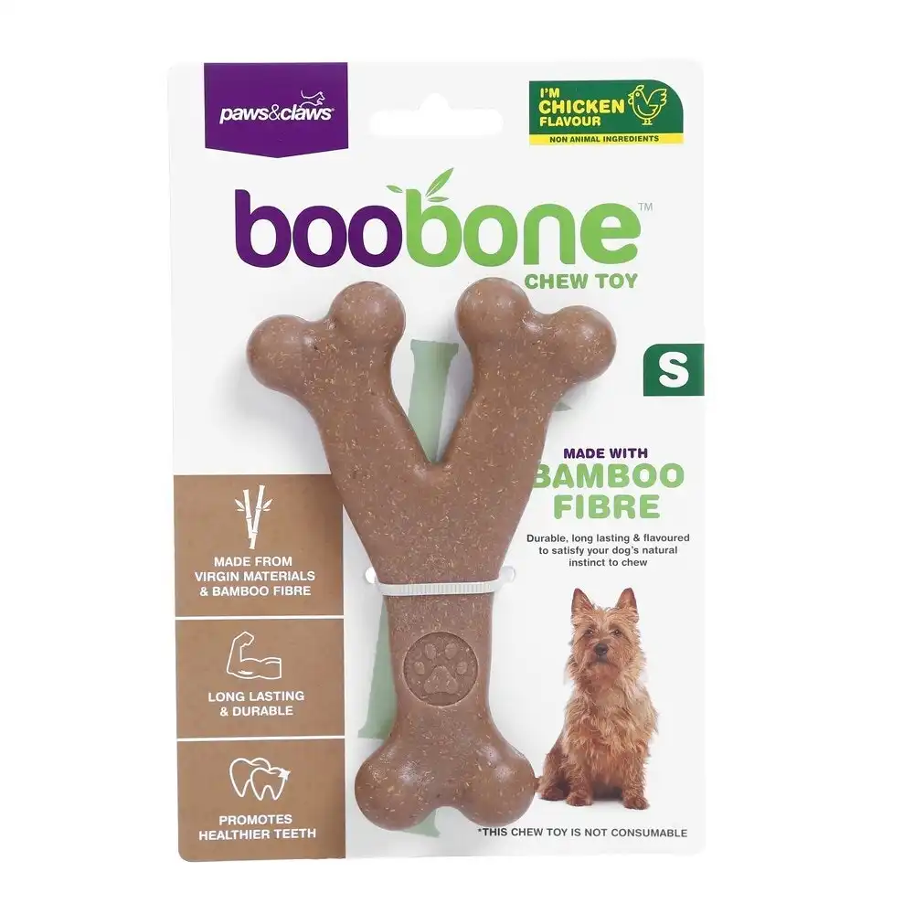 Paws & Claws BooBone 13cm Bamboo Fibre Wishbone Dog Chew Treat/Toy Asst Flav