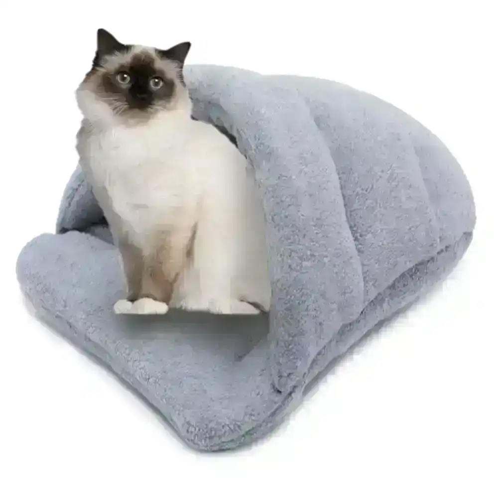 Paws & Claws 58x44cm Cat/Pet/Kitten/Dogs/Puppies Plush Igloo Bed/Cave Grey