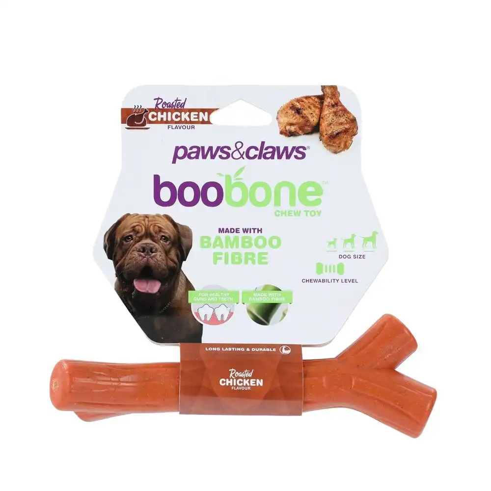 Paws & Claws BooBone 18.5cm Bamboo Fibre Bone Dog Chew Treat/Toy Roast Chicken