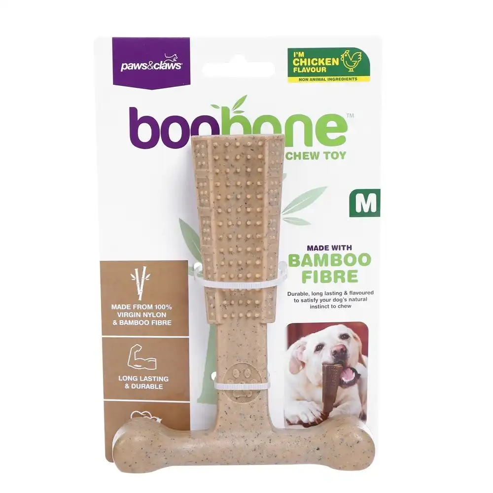 Paws & Claws BooBone 14.5cm Bamboo Fibre T-Bone Dog Chew Treat/Toy Asst Flav