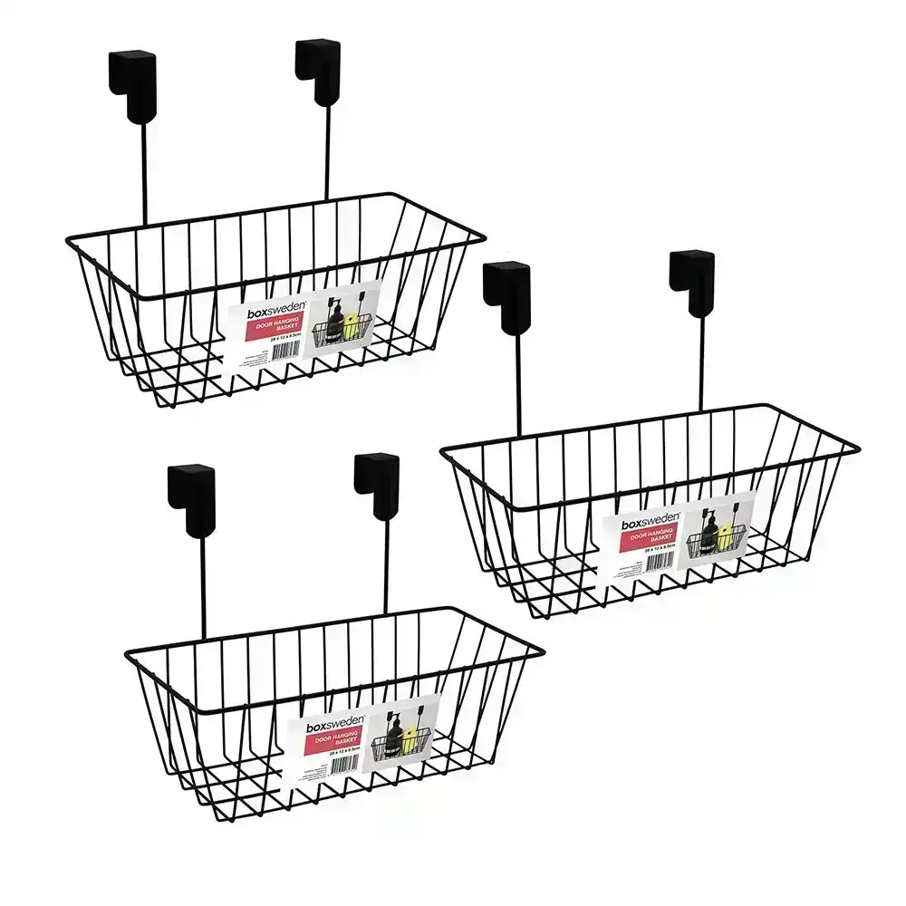 3x Box Sweden 28cm Wire Door Hanging Basket/Storage/Organiser/Rack/Caddy Assrted