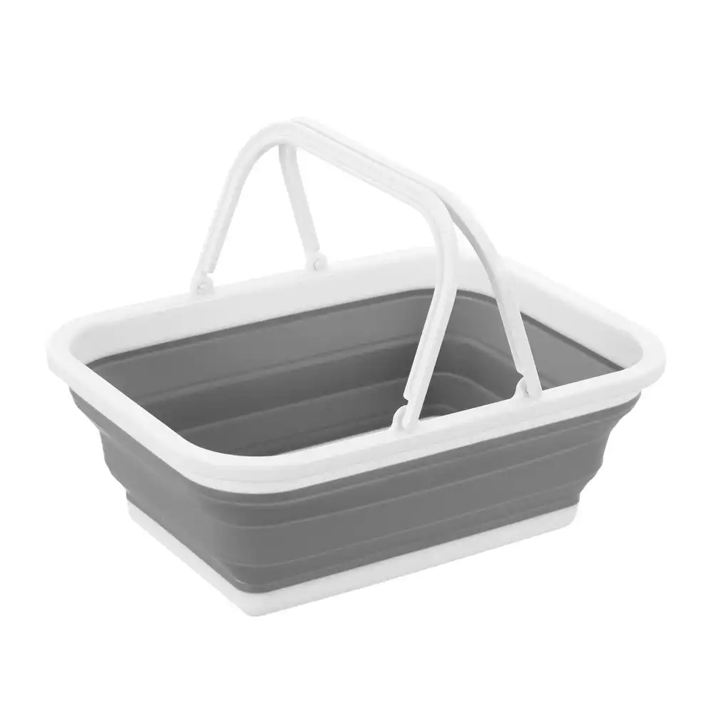 Boxsweden Foldaway 38cm Foldable 10L Carry Basket Food Storage w/ Handles White