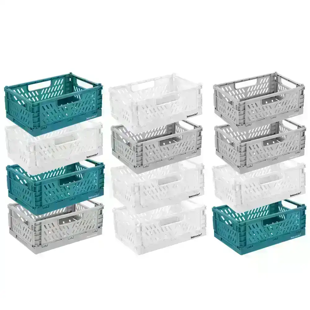 12pc Box Sweden 22cm Foldable Storage Basket/Box Container Organisation Assorted