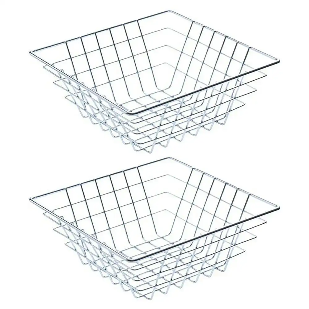 2PK Sandleford 20cm Display Basket Steel Wire Storage Square Organiser Chrome