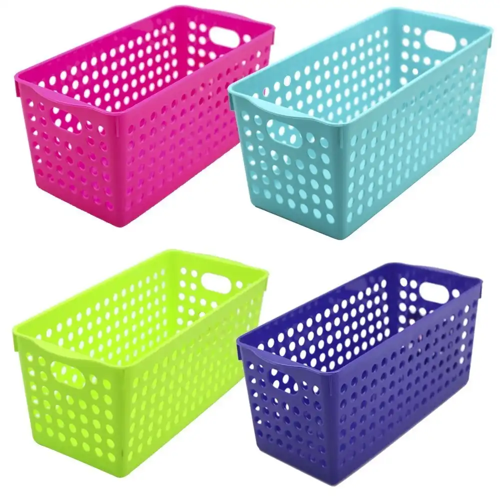 4x Boxsweden Mode Neon Basket 29cm Cleaning Storage Organiser Container Asstd
