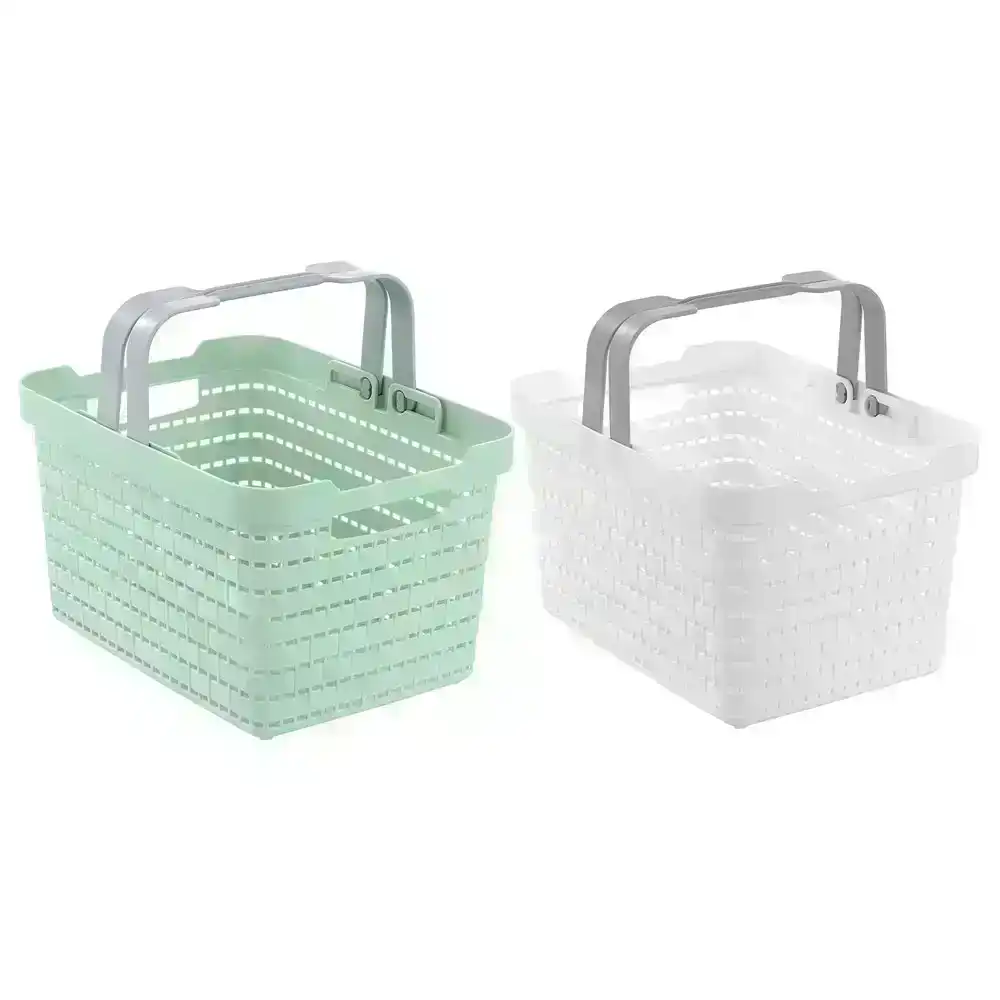 2x Box Sweden Medium 30cm Logan Carry Basket Storage Organiser w/ Handle  Assort, KG Group