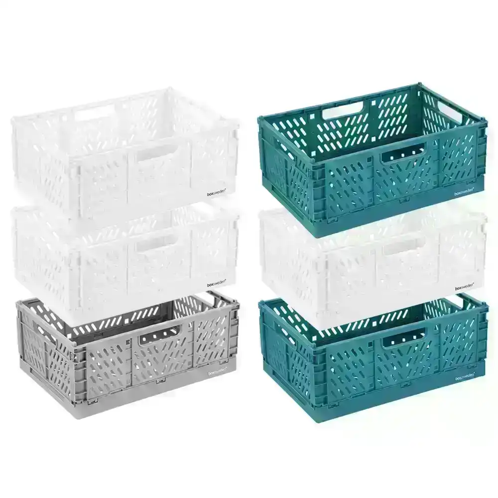 6pc Box Sweden 31cm Foldable Storage Basket/Box Container Organisation Assorted