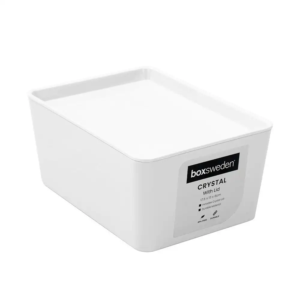Boxsweden Crystal 17.5x13cm Container Rectangular Home Storage w/ Lid White