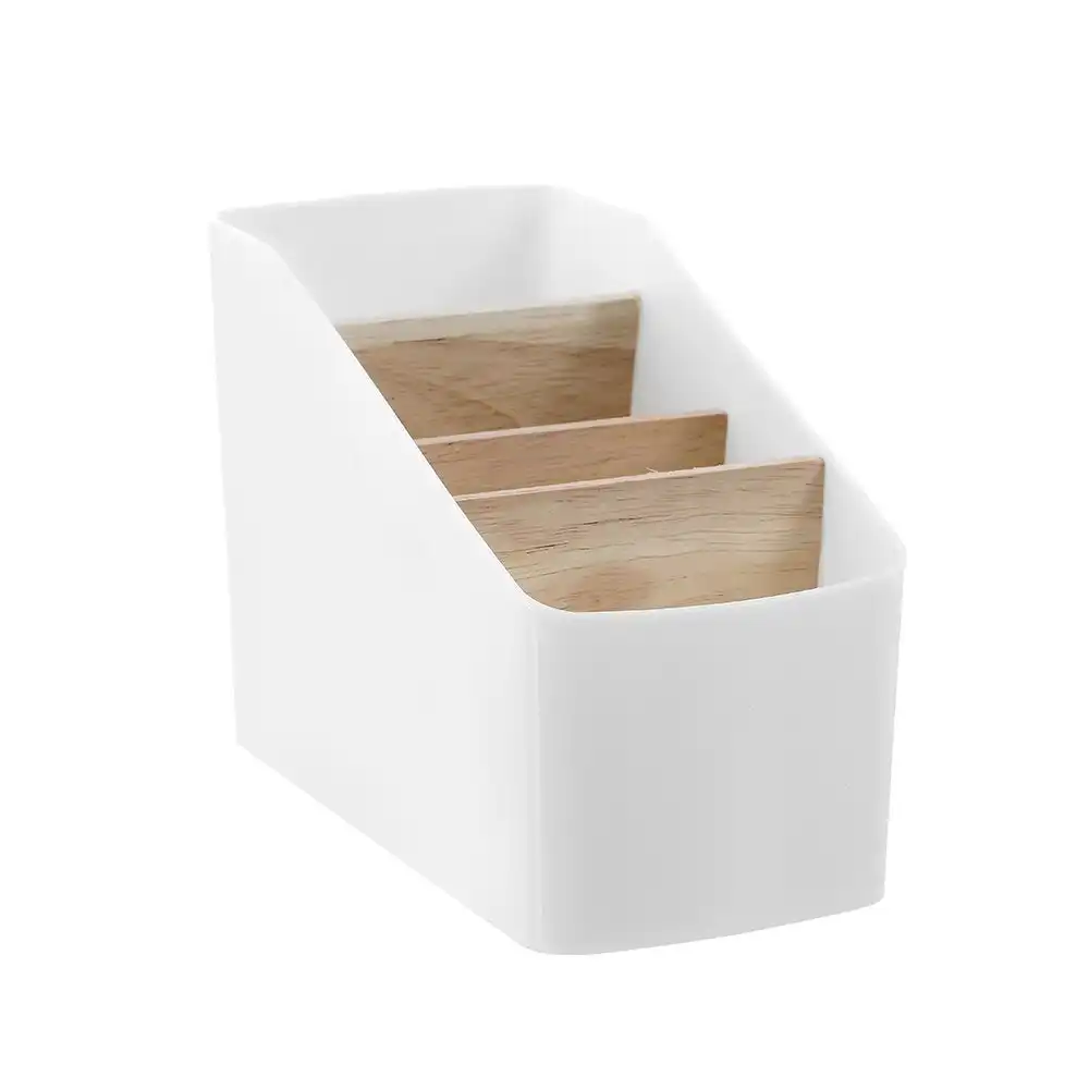 Boxsweden 18cm Bano Organiser 4 Section Bamboo Bathroom/Home Storage Box White