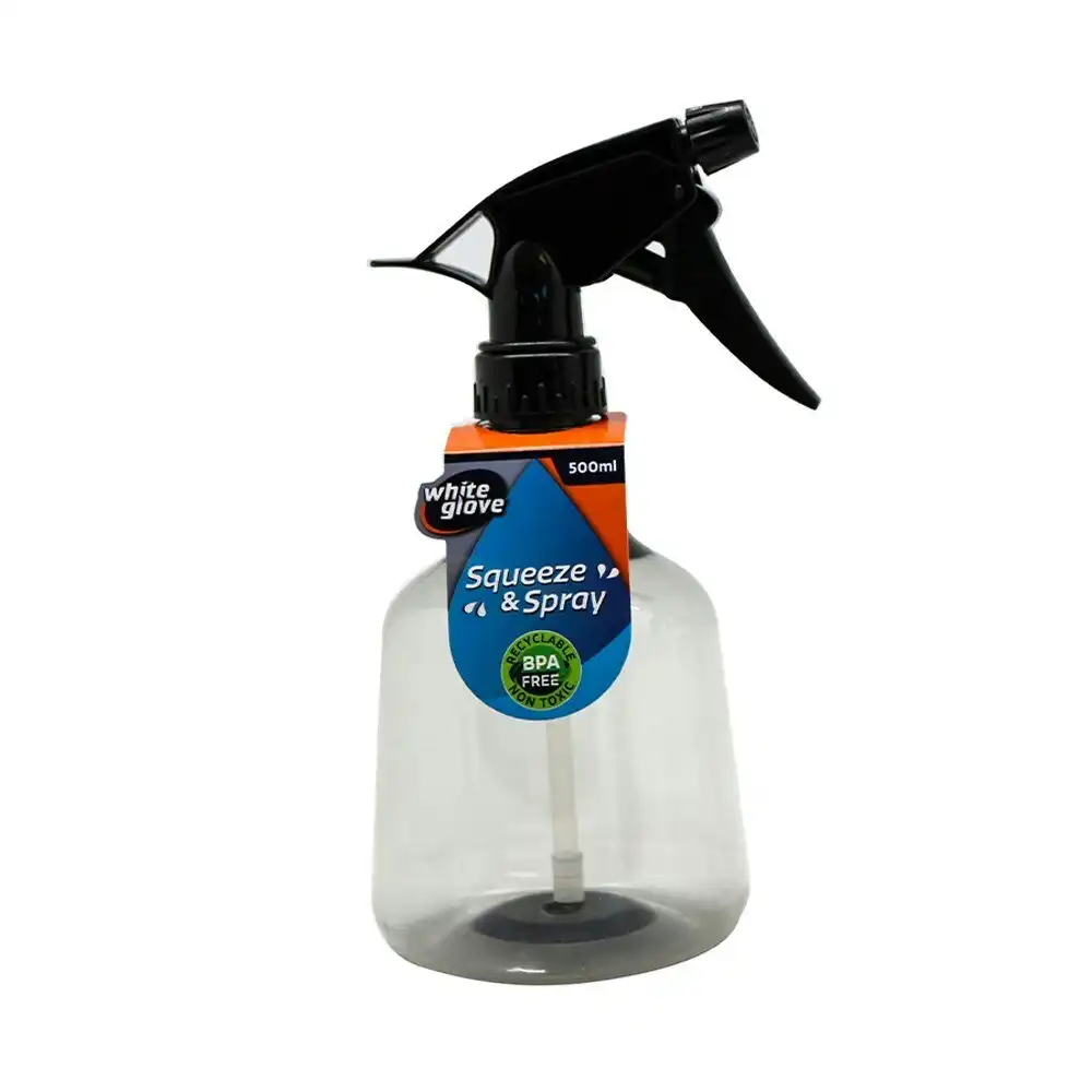 White Glove Spray Bottle 500ml Refillable Container Jar Adjustable Nozzle Black