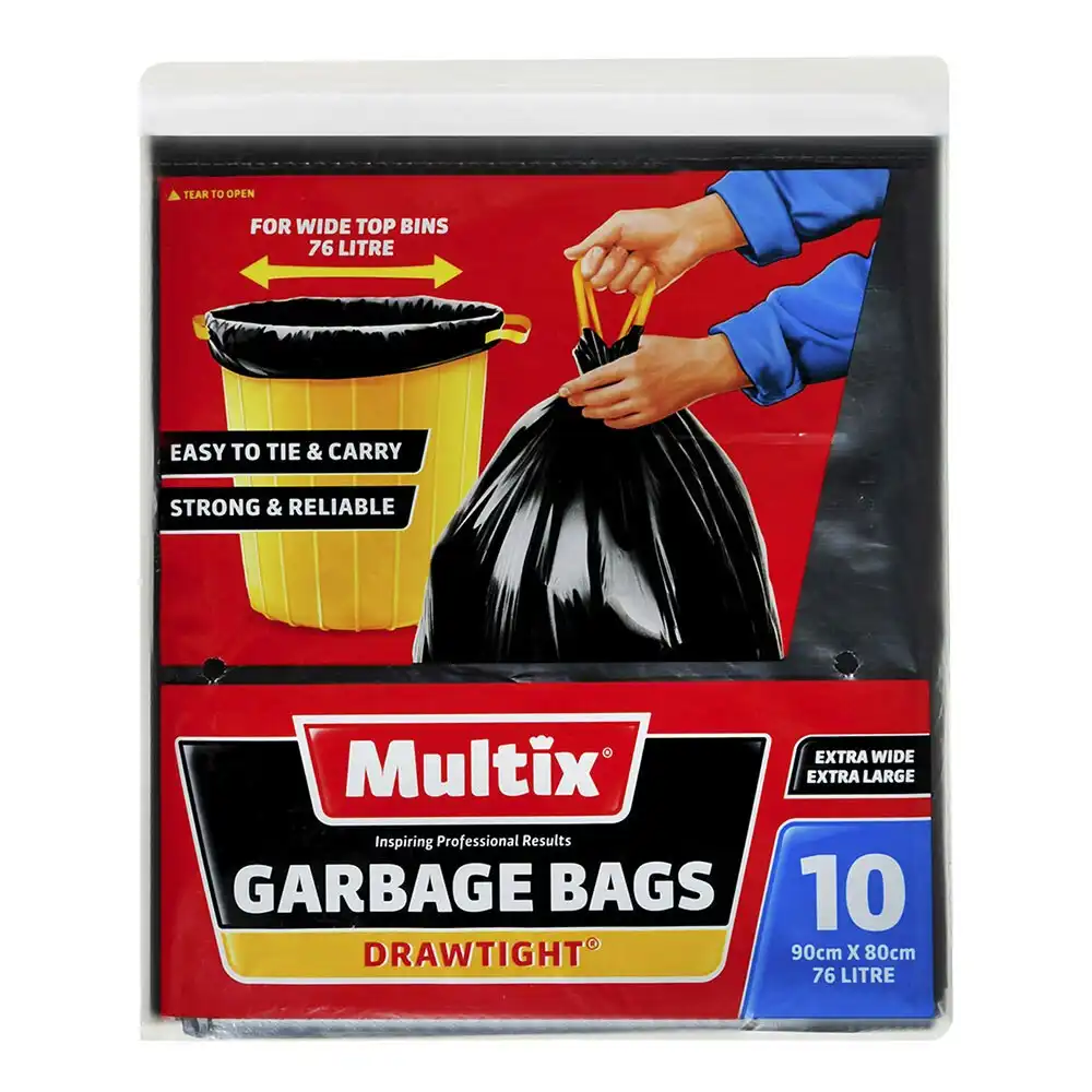 20x Multix 76L 90x80cm Garbage/Rubbish/Trash Bags Drawtight Wide Top Strong