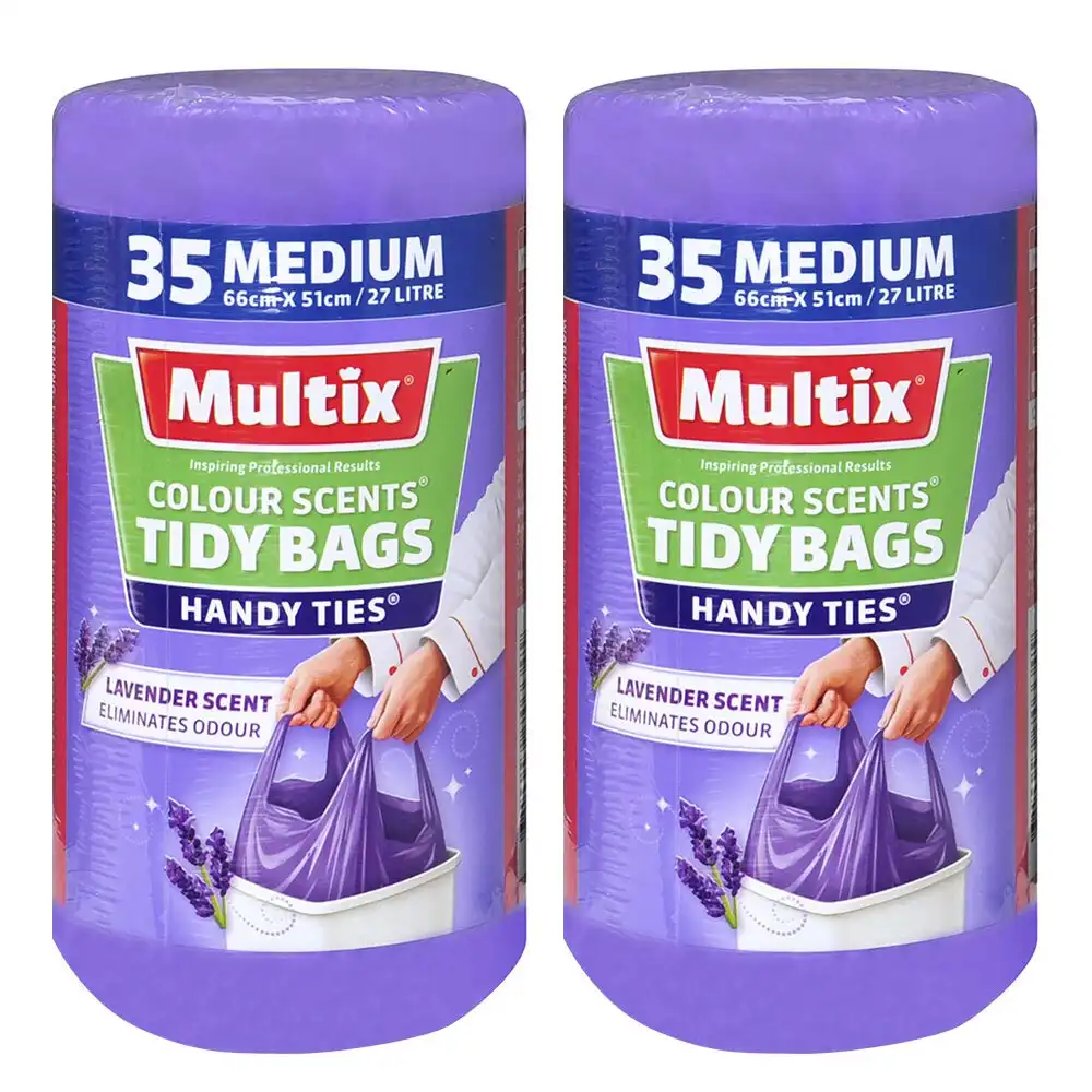 70x Multix Medium 27L 66x51cm Lavender Scent Tidy Rubbish/Garbage/Trash Bags