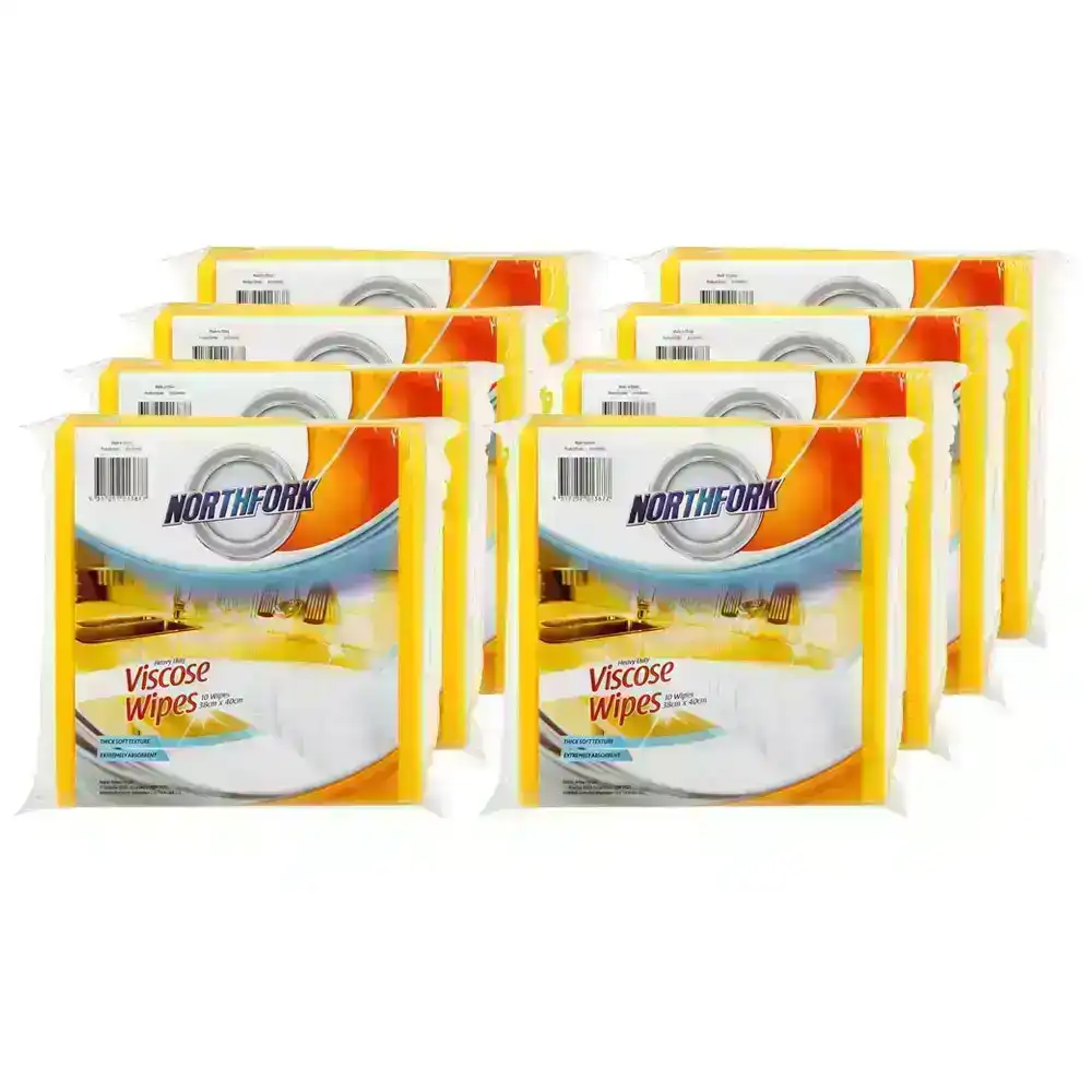 80PK Northfork Heavy Duty Absorbent Viscose Cleaning Wipes/Cloth 40x38cm Yellow