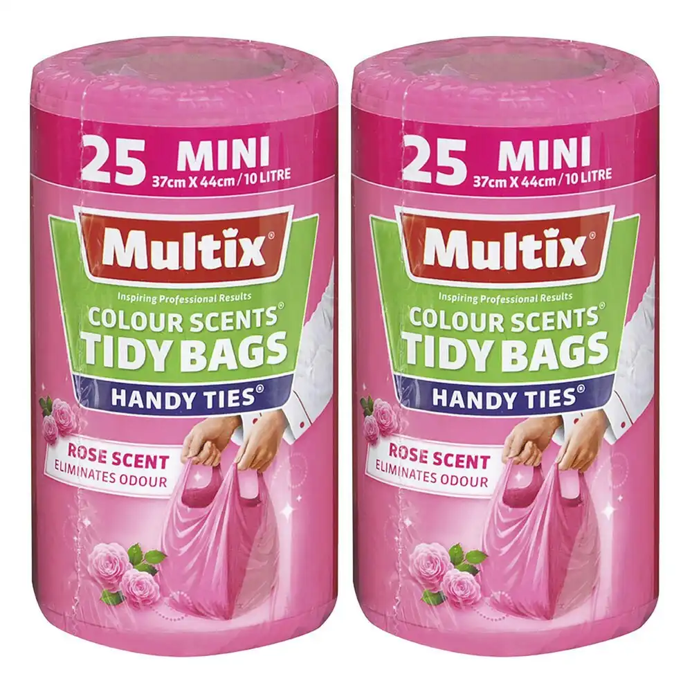 50x Multix Mini 10L 37cm Rose Scent Tidy Rubbish/Garbage/Trash Storage Bags