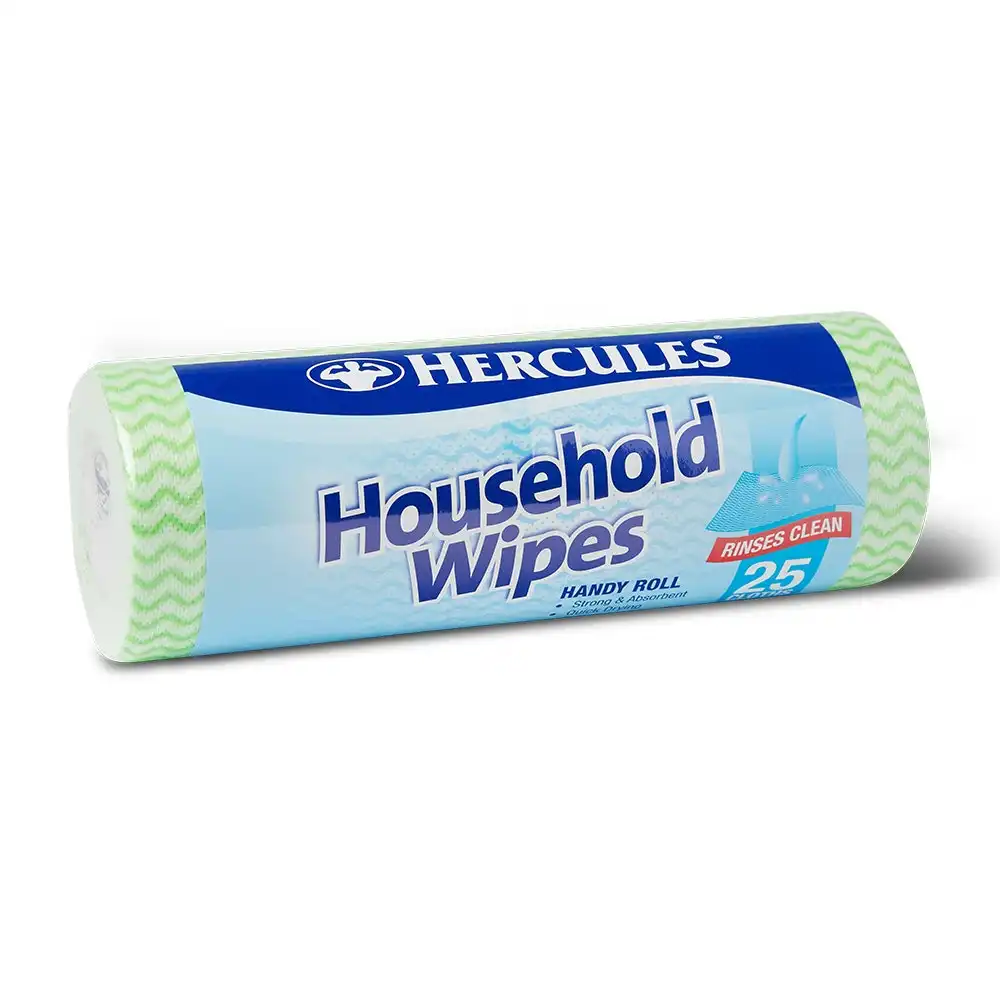 25pc Hercules Household Wipes Surface Cleaner Multipurpose Dry Cloth Roll Asstd