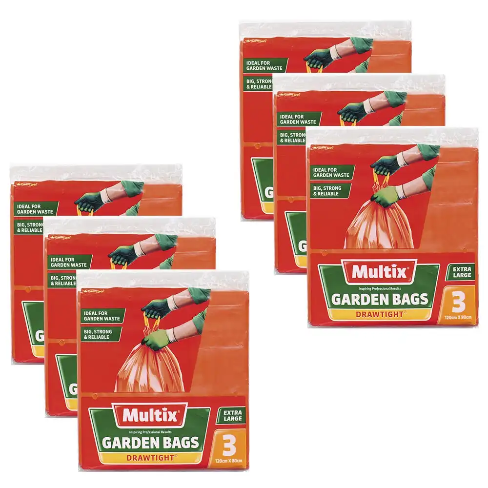 18x Multix 120x80cm Garden Bags Drawtight Waste/Rubbish Storage Bag Extra Large