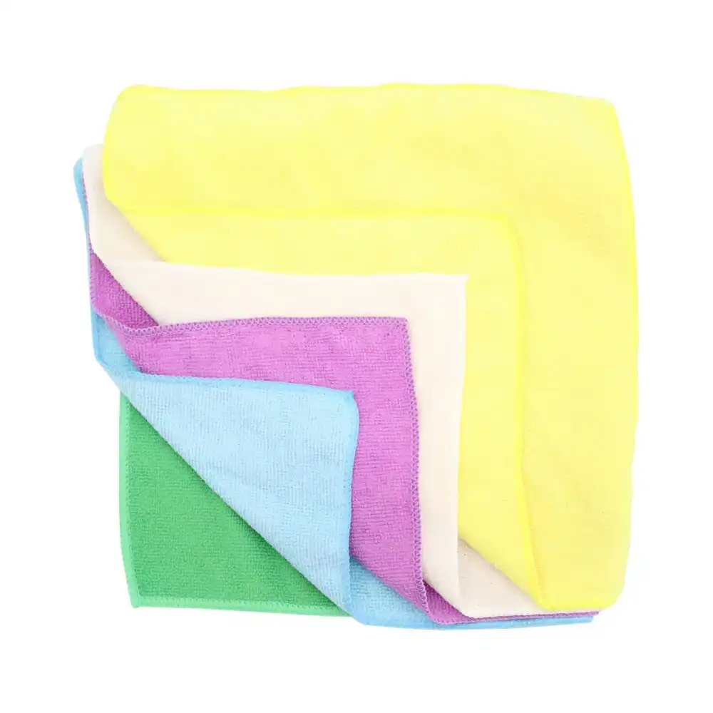 10PK White Glove 30x30cm Cleaning Microfibre Cloth Assorted Colour Towel Wash