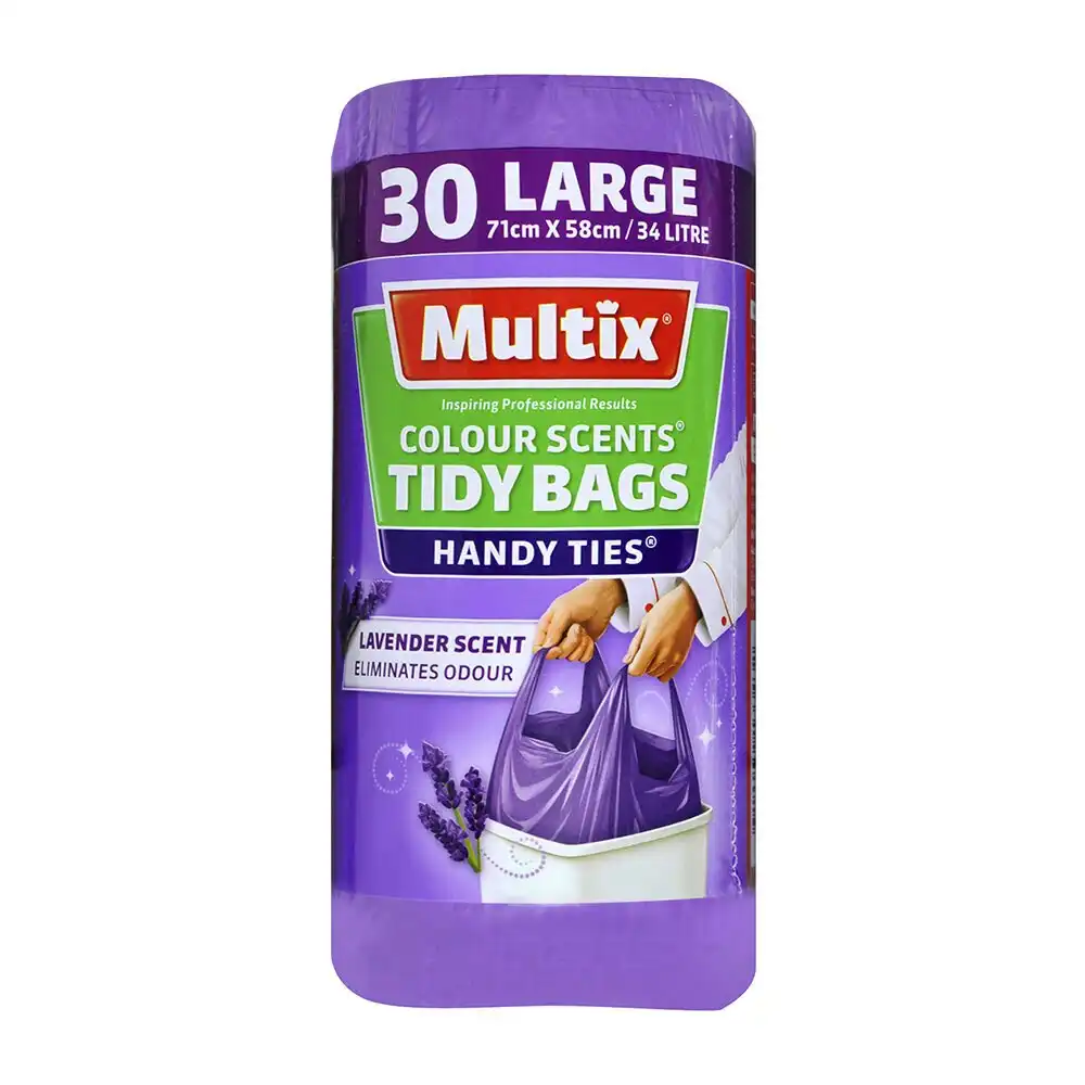 60x Multix Large 34L 71x58cm Lavender Scent Tidy Rubbish/Garbage/Trash Bags