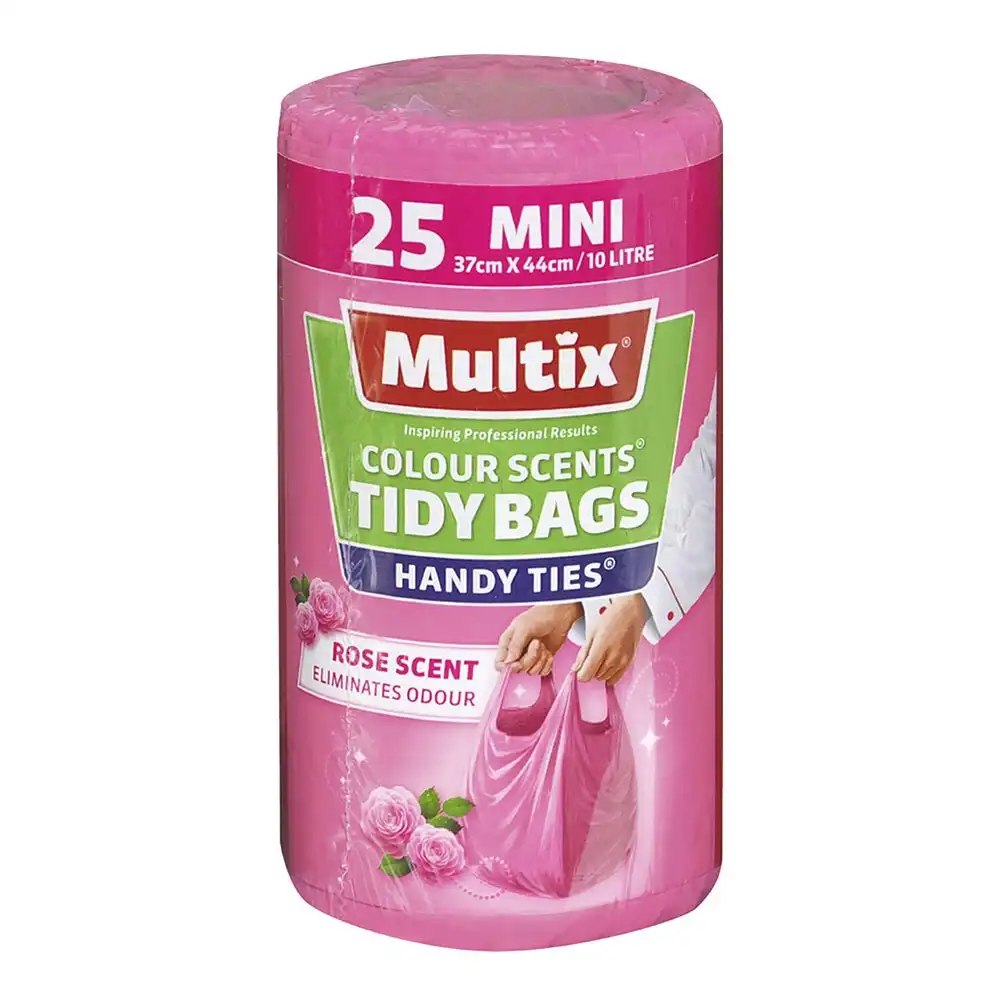 25pc Multix Mini 10L 37x44cm Rose Scent Tidy Rubbish/Garbage/Trash Storage Bags