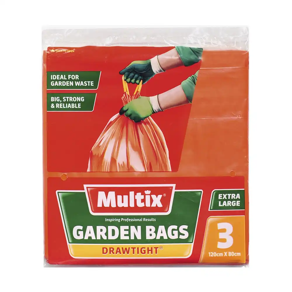 3pc Multix 120x80cm Garden Bags Drawtight Waste/Rubbish Storage Bag Extra Large