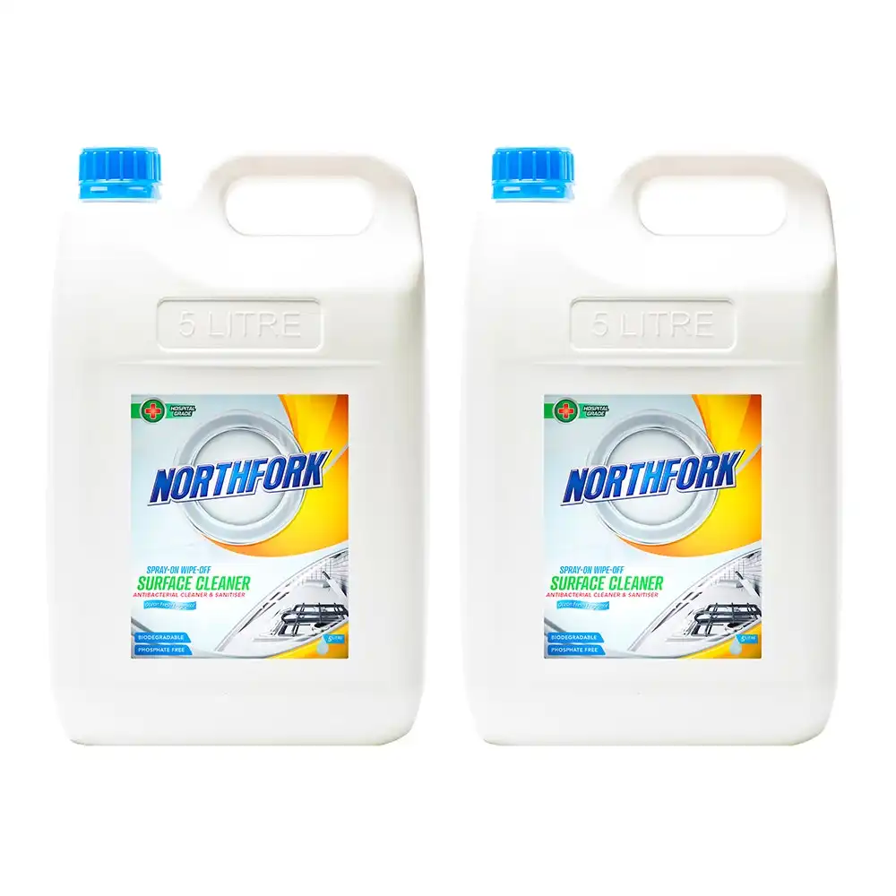 2x Northfork 5L Surface Disinfectant Liquid Cleaner Benchtop/Kitchen Table