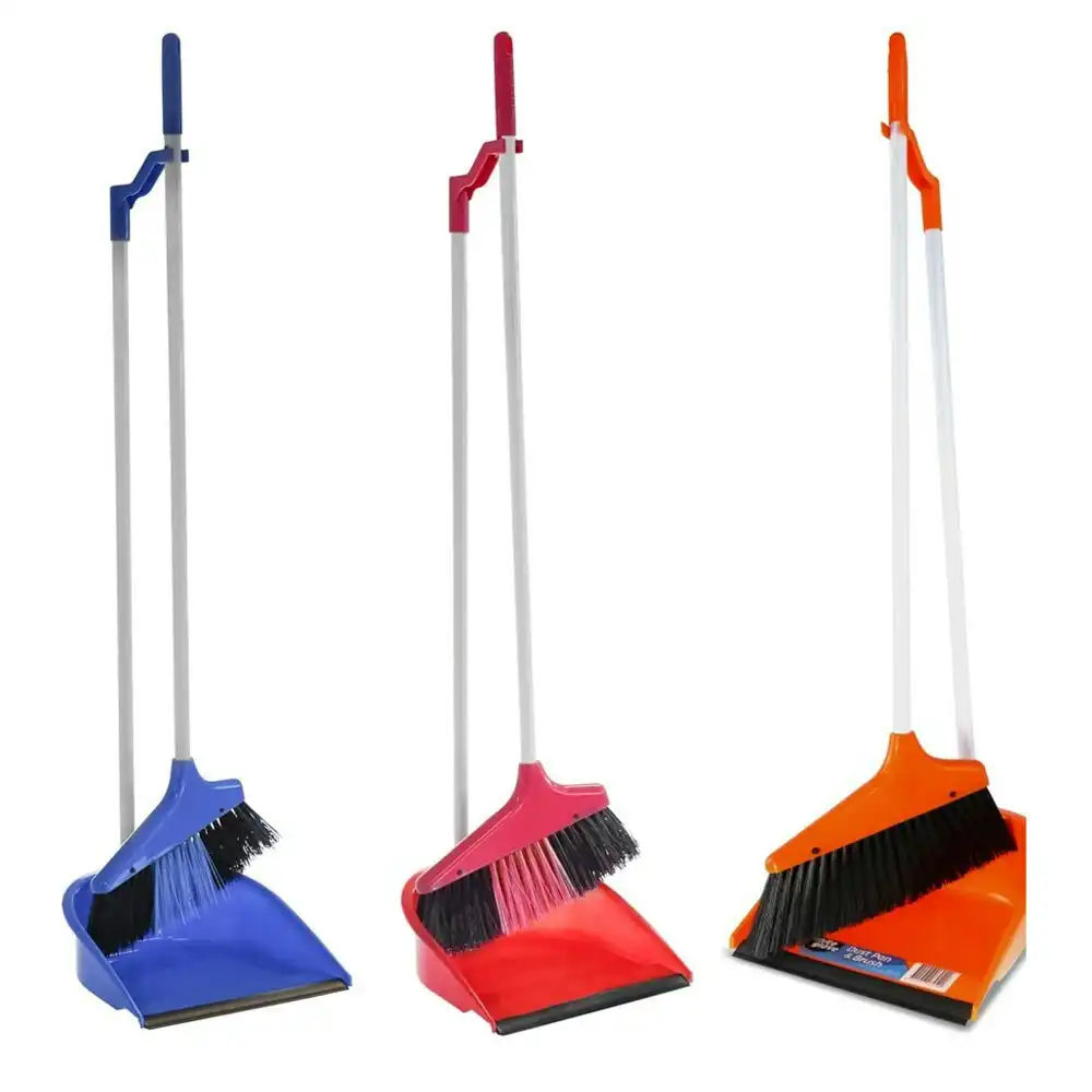 3x White Glove Standing Dustpan & Brush Set Indoor Outdoor Cleaner Broom Assort.