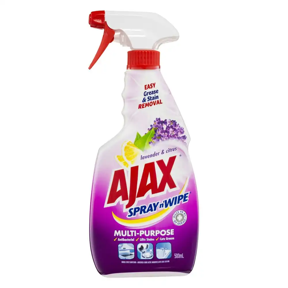 Ajax Spray N Wipe 500ml Trigger Bottle Multipurpose Cleaner Lavender & Citrus