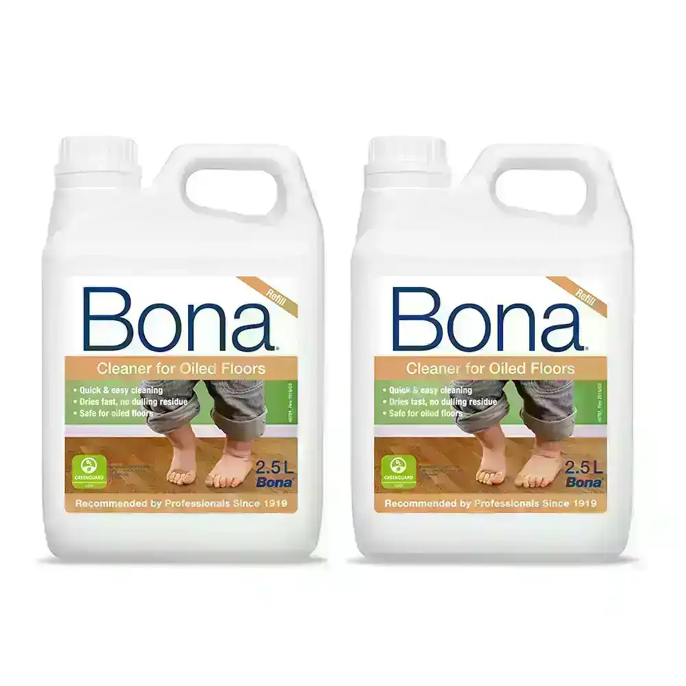 2x Bona 2.5L Cleaner/Nourisher Liquid Refill for Oiled Wooden Floors/Maintenance