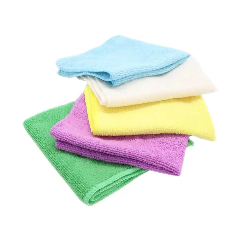 5PK White Glove 30x30cm Cleaning Microfibre Cloth Assorted Colour Towel Wash