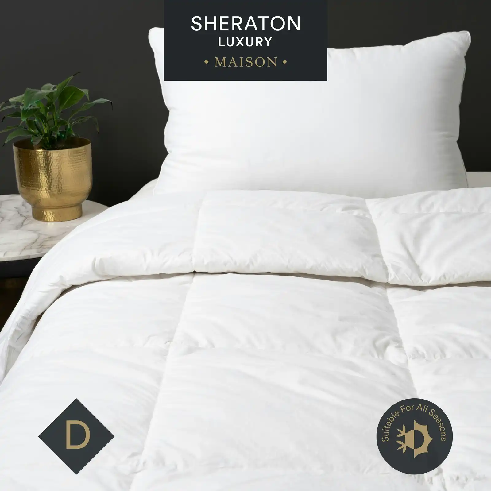 Sheraton Luxury Double Bed Goose Feather Down Quilt White 180x210cm Home/Bedding