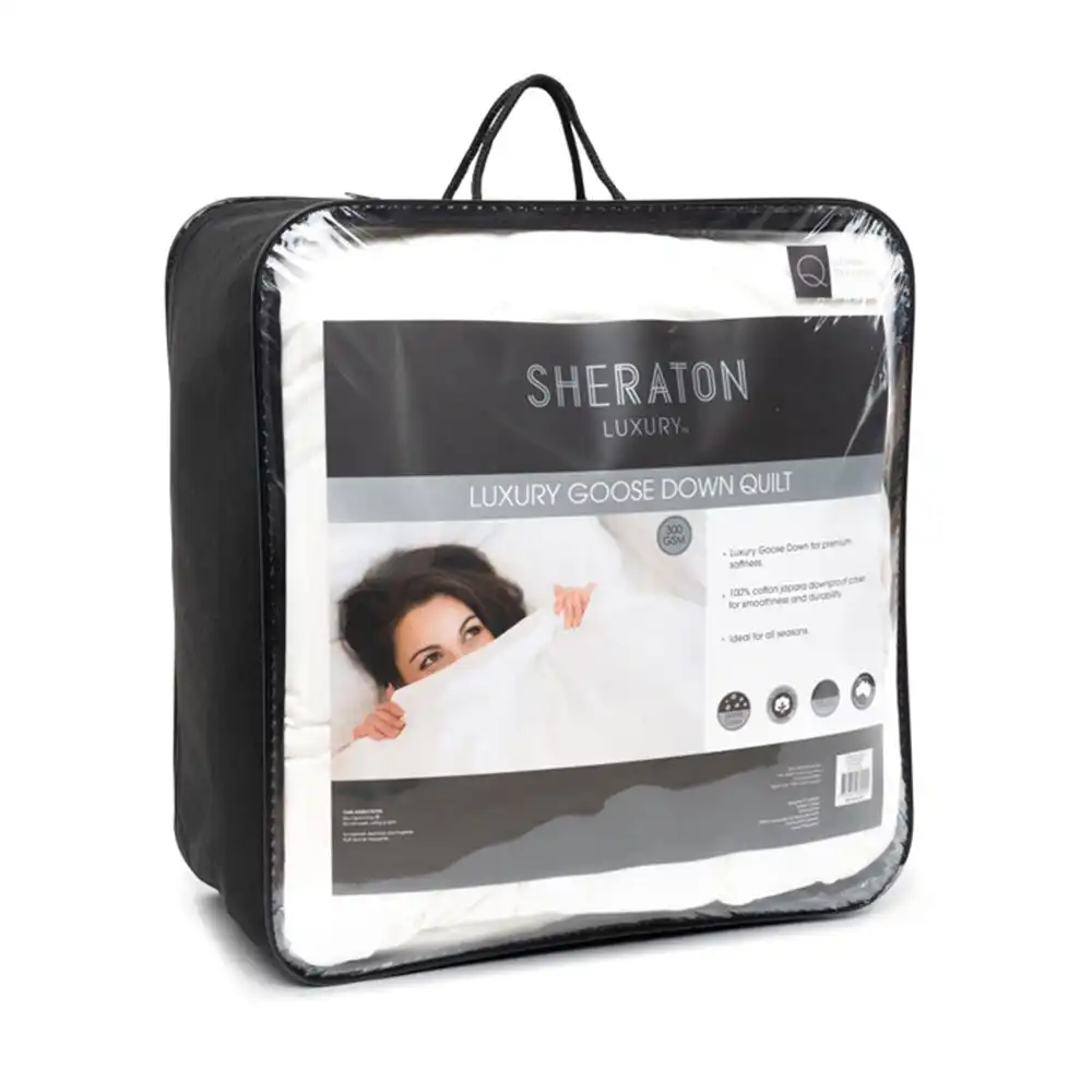 Sheraton Luxury King Bed Goose Down Fibre Quilt White 240x210cm 300 gsm