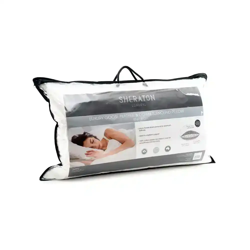 Sheraton Luxury 45x70cm Surround Bed Pillow Goose Feather/Down Cotton Cushion WH