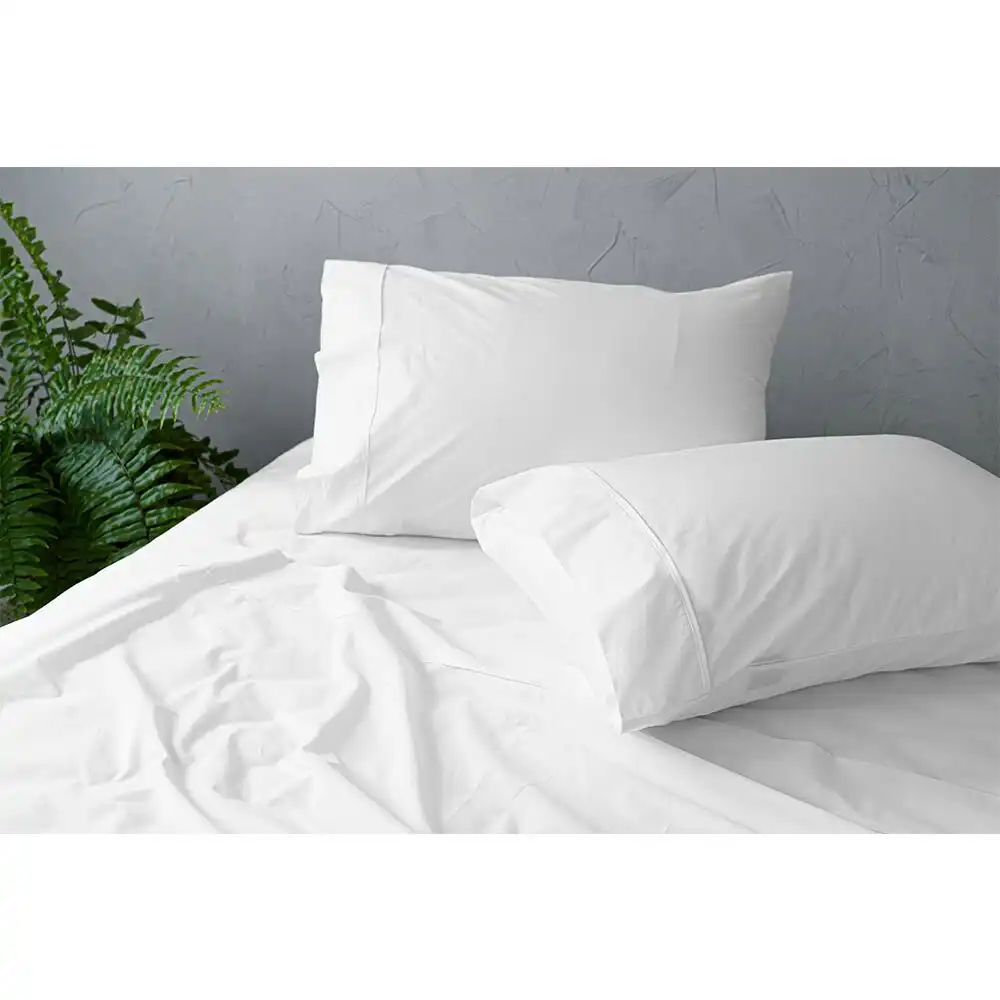 Tontine King Bed Fitted Sheet Set 250TC Cotton White Home/Bedroom