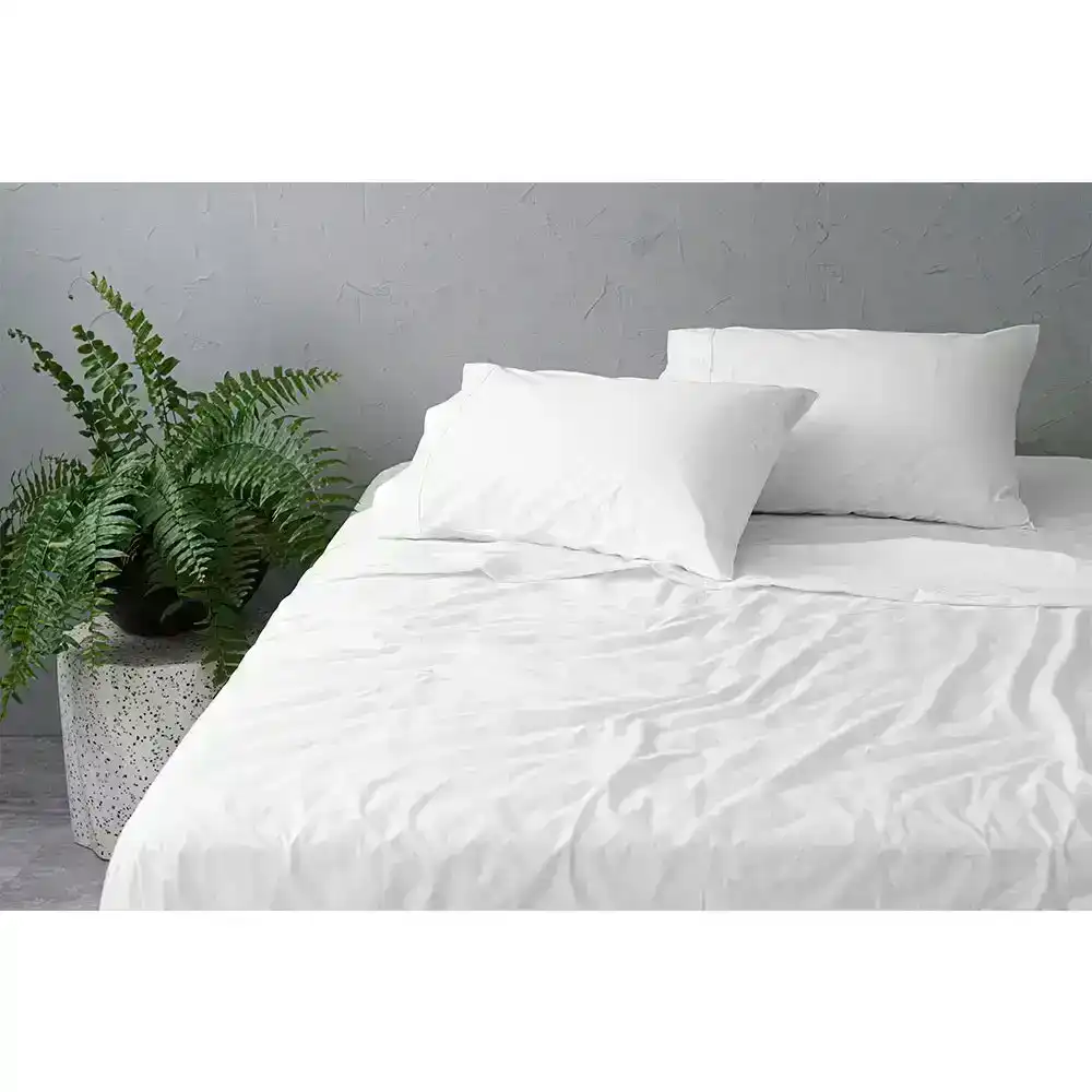 Tontine King Bed Fitted Sheet Set 250TC Cotton White Home/Bedroom