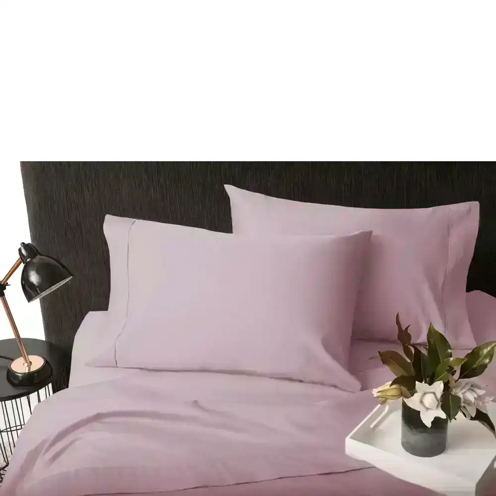 Sheraton Luxury 1000TC Cotton King Size Fitted Sheet Set Mauve w/ Pillowcases