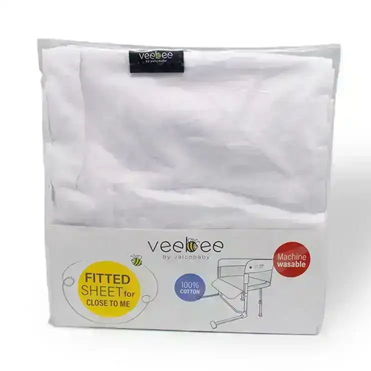 VeeBee 660x530mm White Fitted Sheet For Close To Me Co-Sleeper Bassinet