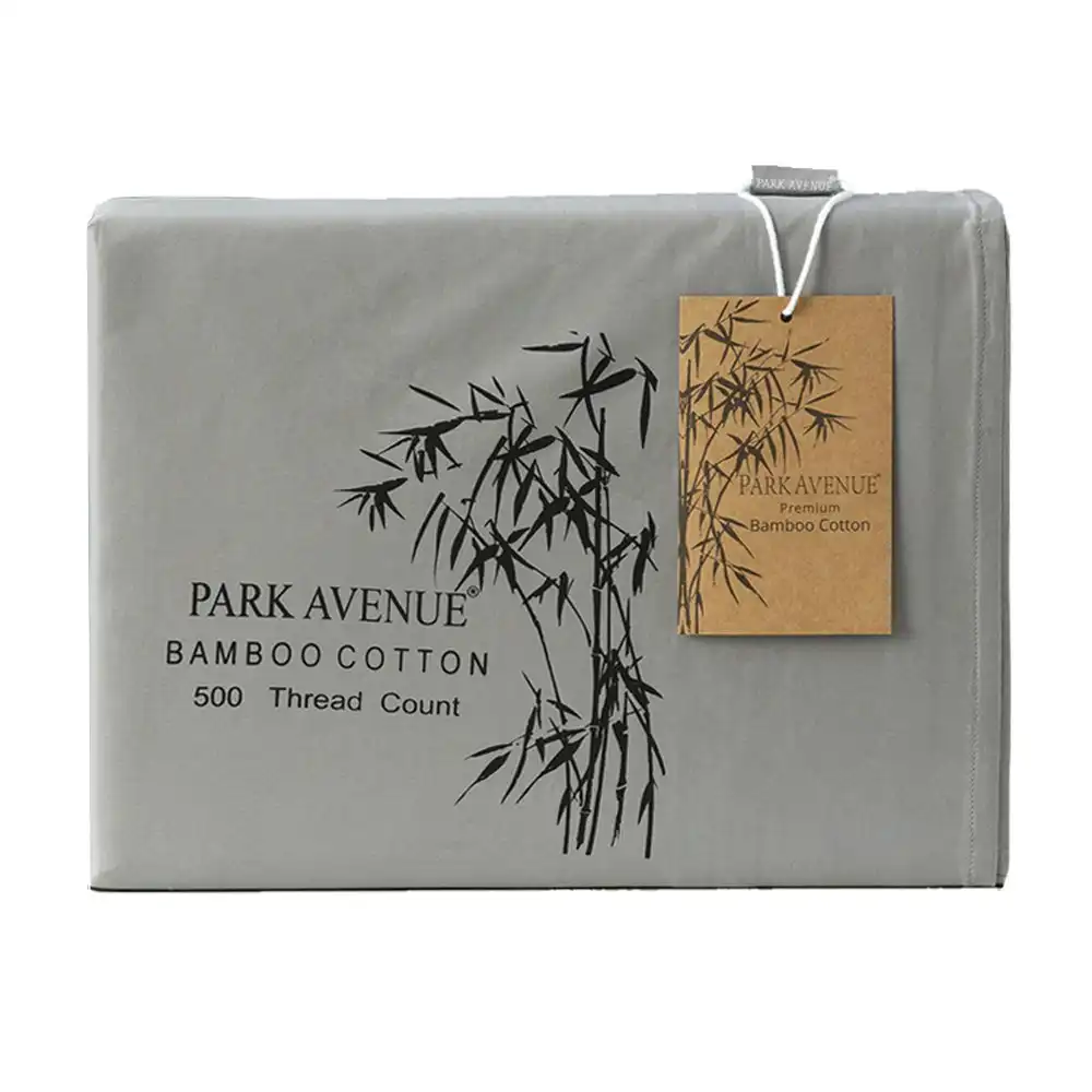Park Avenue King Bed Sheet/Pillowcases Set 500TC Bamboo Cotton Bedding Charcoal