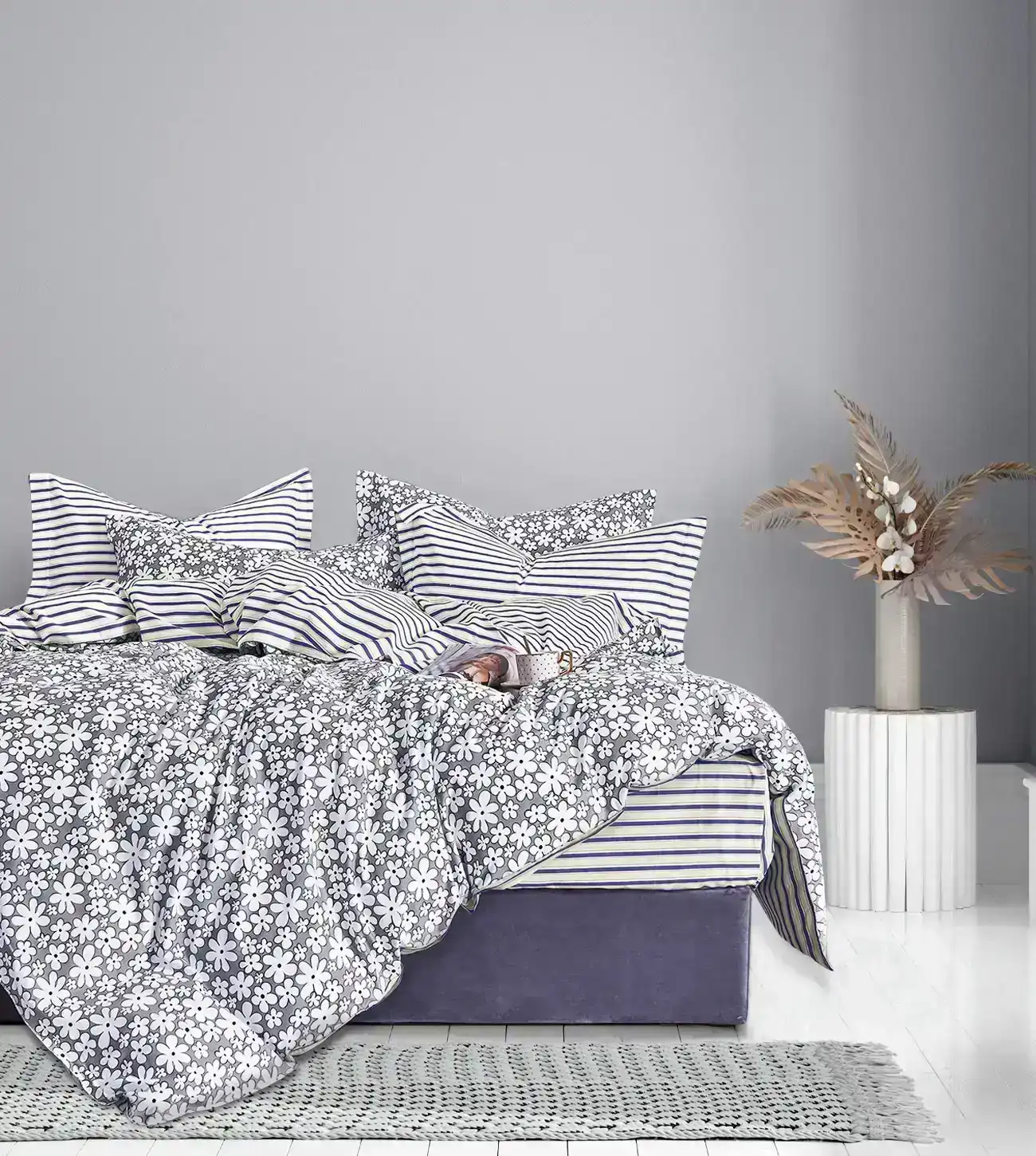Ardor Mia Double Bed Cotton Quilt Cover Home Bedding w/ 2x Pillowcases Set Mauve